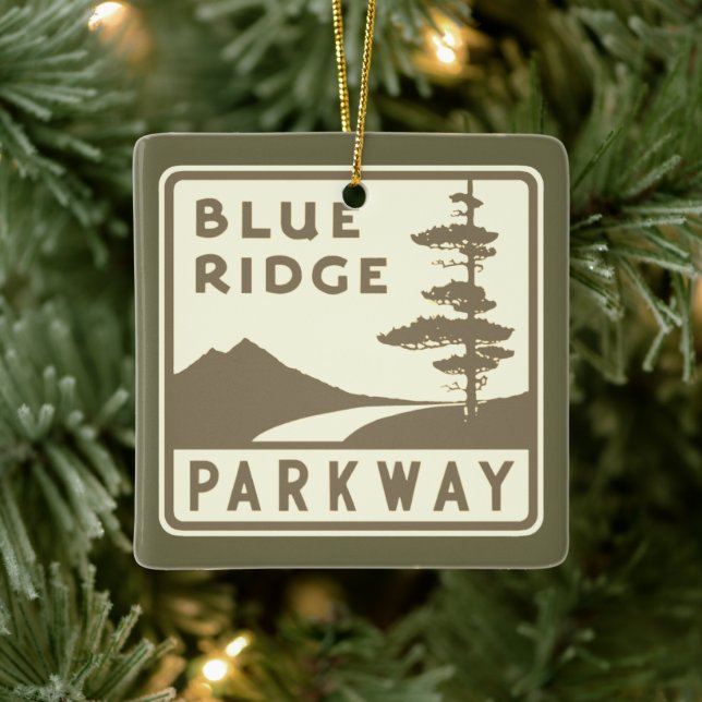 Blue Ridge Parkway shield Ceramic Ornament (Tree)