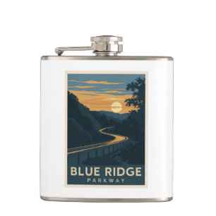 Blue Ridge Parkway Sunset Hip Flask