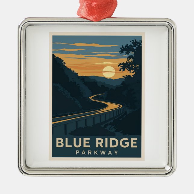 Blue Ridge Parkway Sunset Metal Tree Decoration (Front)
