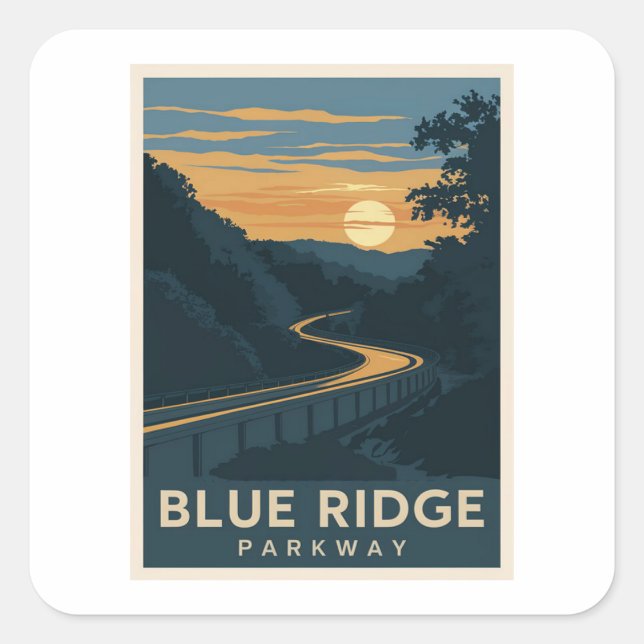 Blue Ridge Parkway Sunset Square Sticker (Front)