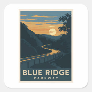 Blue Ridge Parkway Sunset Square Sticker