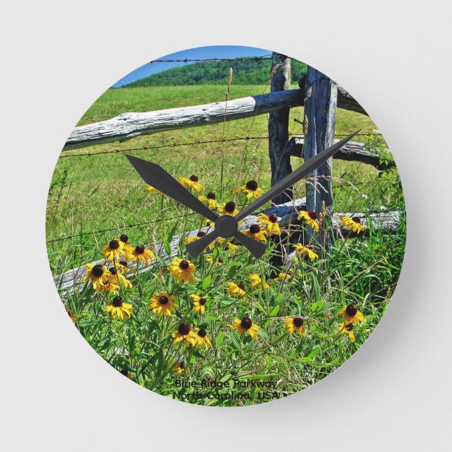 Blue Ridge Parkway Wildflowers Acrylic Wall Clock (Front)