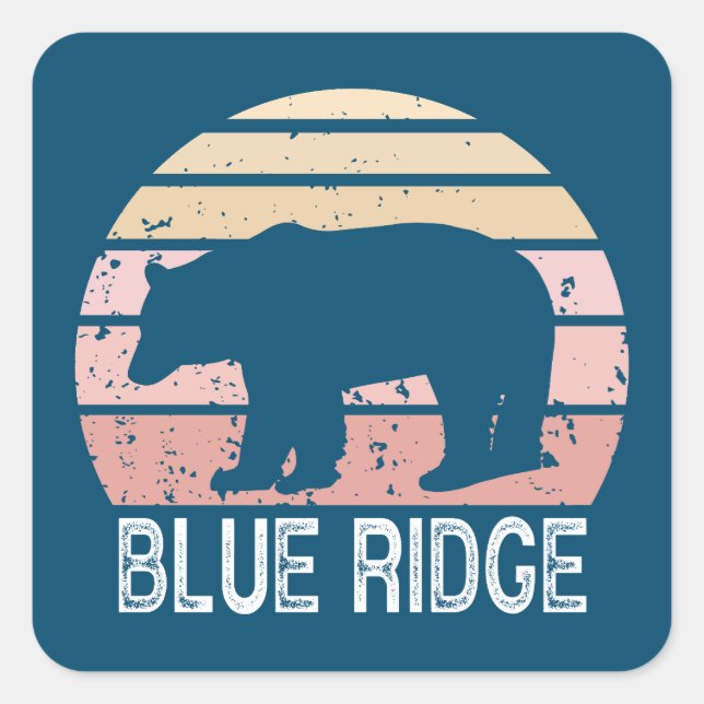 Blue Ridge Retro Bear Square Sticker (Front)