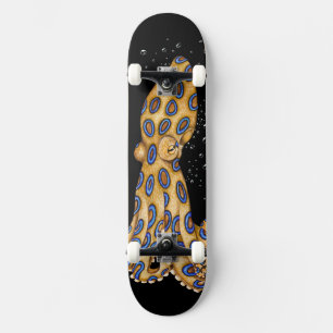 Blue Ring Octopus and the Bubbles Art Skateboard