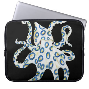 Blue Ring Octopus Black Tentacles Laptop Sleeve