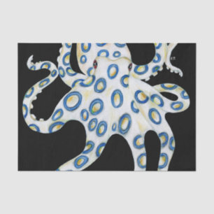 Blue Ring Octopus Black Tentacles Tissue Paper