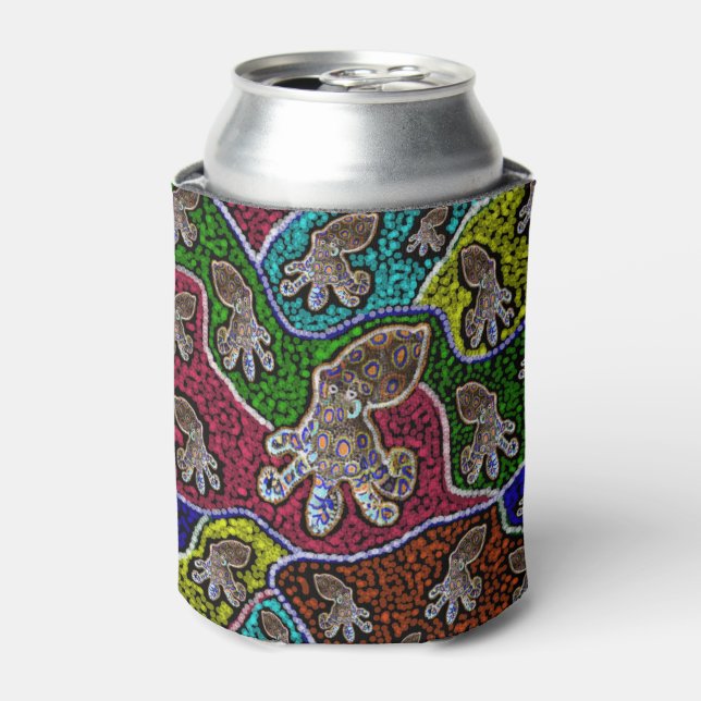 Blue Ring Octopus Dot Art Can Stubby Holder (Can Front)