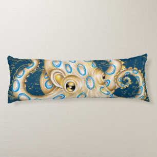 Blue Ring Octopus Indigo Vintage Map Nautical Body Cushion