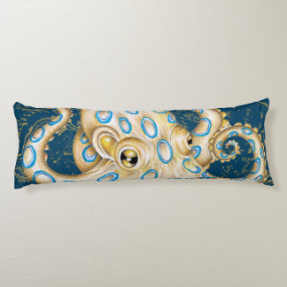 Blue Ring Octopus Indigo Vintage Map Nautical Body Cushion