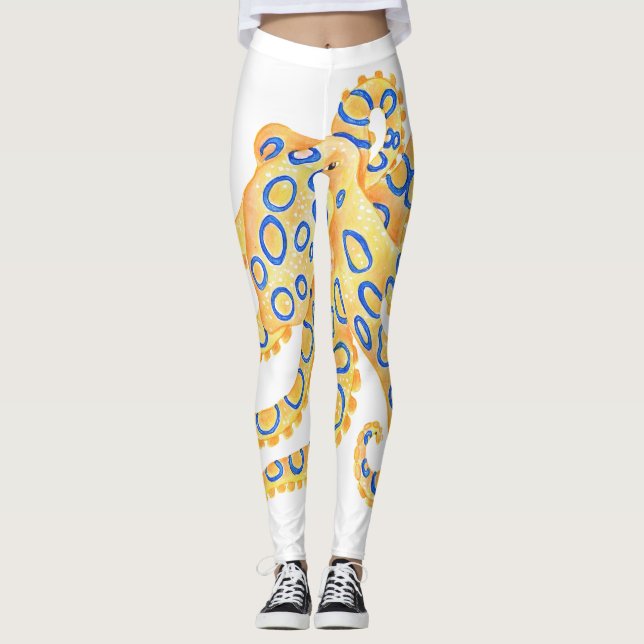Blue Ring Octopus Leggings (Front)