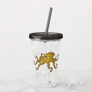 Blue-ringed octopus cartoon illustration acrylic tumbler