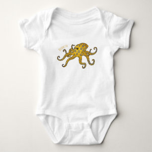 Blue-ringed octopus cartoon illustration baby bodysuit