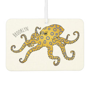 Blue-ringed octopus cartoon illustration car air freshener