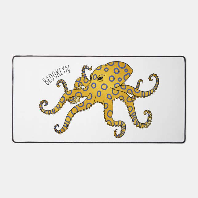 Blue-ringed octopus cartoon illustration  desk mat (Front)