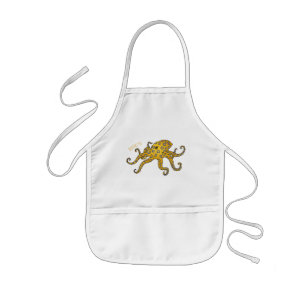 Blue-ringed octopus cartoon illustration kids apron