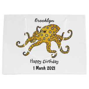 Blue-ringed octopus cartoon illustration large gift bag