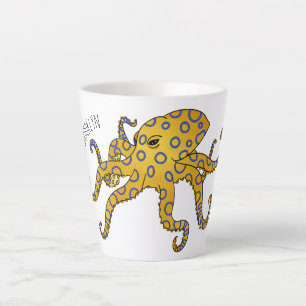 Blue-ringed octopus cartoon illustration latte mug
