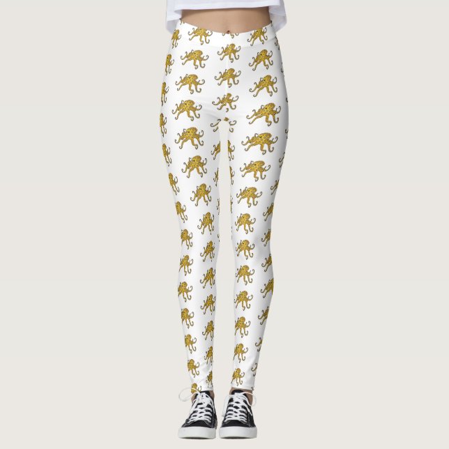 Blue-ringed octopus cartoon illustration  leggings (Front)