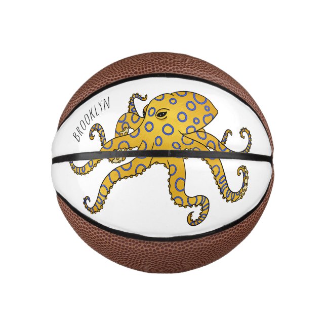 Blue-ringed octopus cartoon illustration  mini basketball (Front)