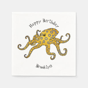 Blue-ringed octopus cartoon illustration napkin