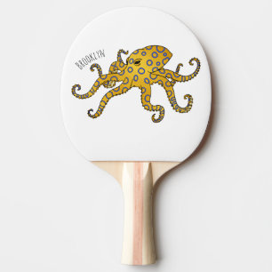 Blue-ringed octopus cartoon illustration ping pong paddle