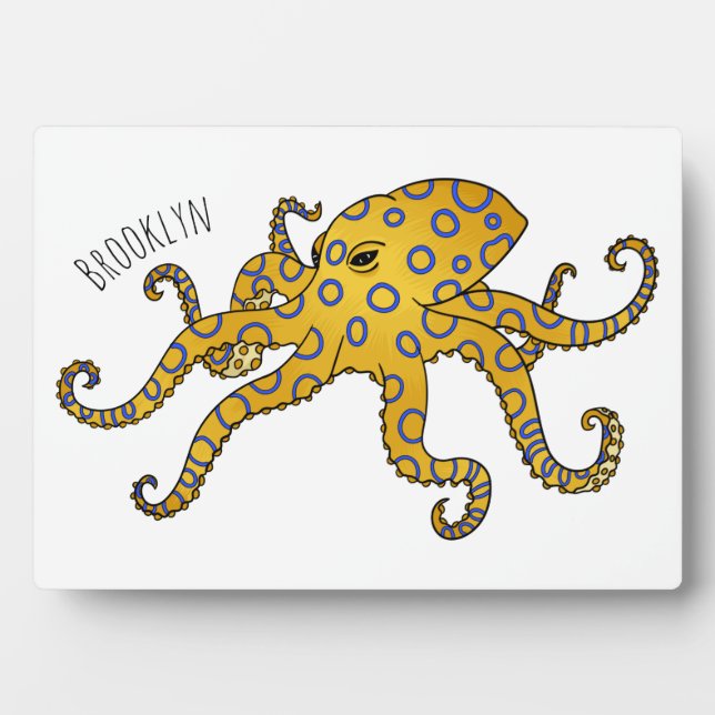 Blue-ringed octopus cartoon illustration  plaque (Front)