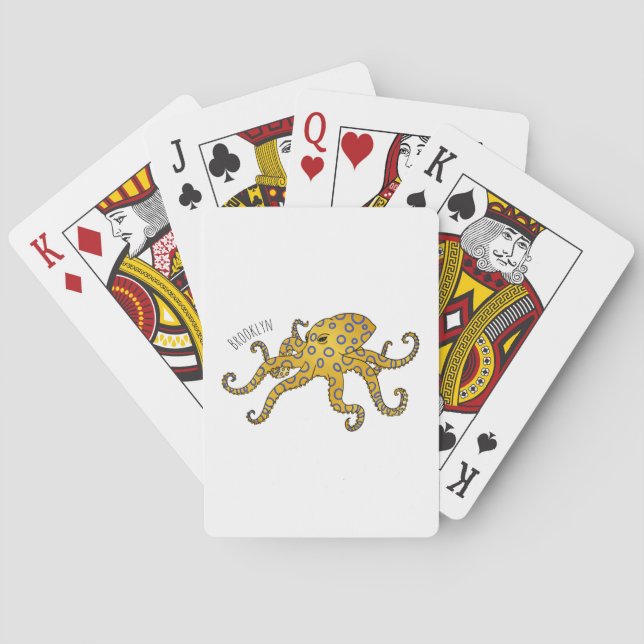 Blue-ringed octopus cartoon illustration  playing cards (Back)