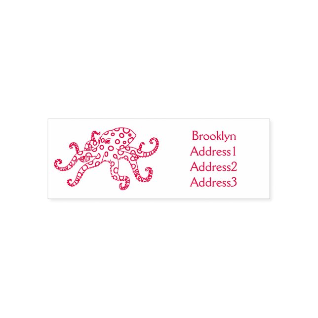 Blue-ringed octopus cartoon illustration self-inking stamp (Design)