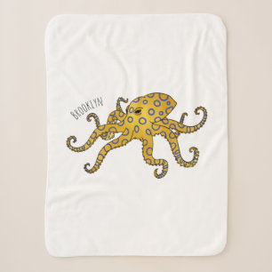 Blue-ringed octopus cartoon illustration sherpa blanket