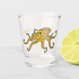 Blue-ringed octopus cartoon illustration  shot glass