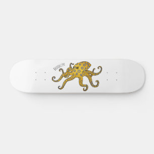 Blue-ringed octopus cartoon illustration skateboard