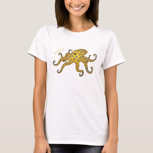 Blue-ringed octopus cartoon illustration  T-Shirt (Front)
