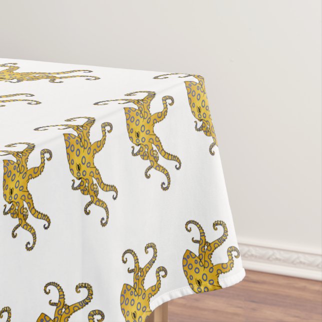 Blue-ringed octopus cartoon illustration  tablecloth (In Situ)