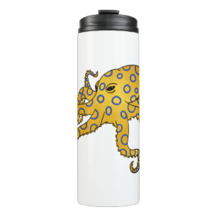 Blue-ringed octopus cartoon illustration thermal tumbler