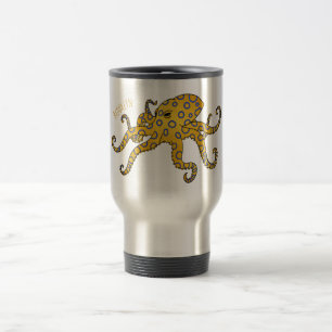 Blue-ringed octopus cartoon illustration  travel mug