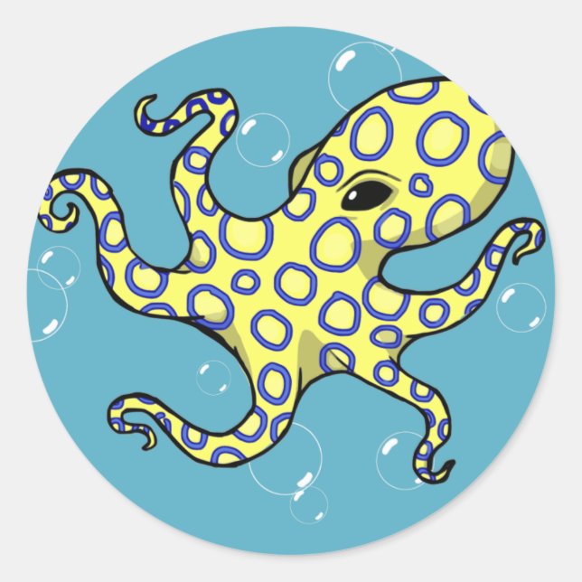 Blue Ringed Octopus Classic Round Sticker (Front)