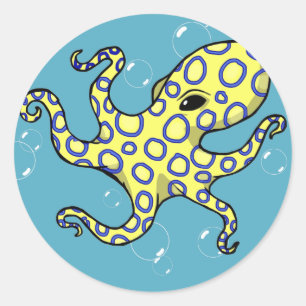 Blue Ringed Octopus Classic Round Sticker