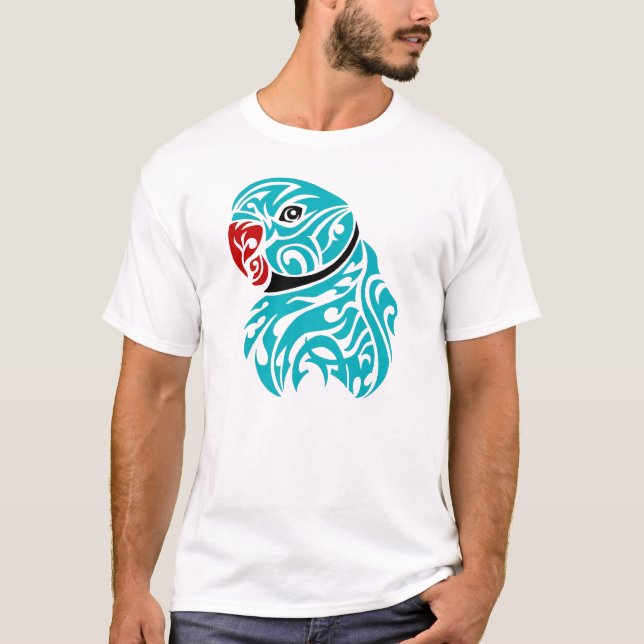 Blue ringneck parrot tattoo T-Shirt (Front)