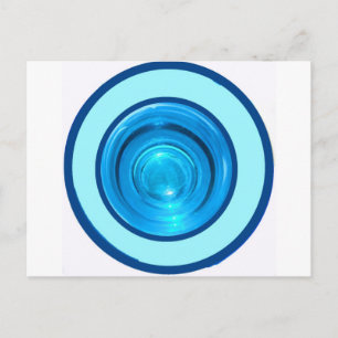 Blue Rings / Circles From Bottom Coloured Glass Postcard