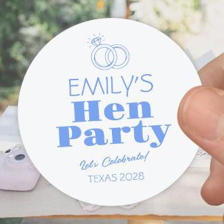 Blue Rings Hen Party Classic Round Sticker