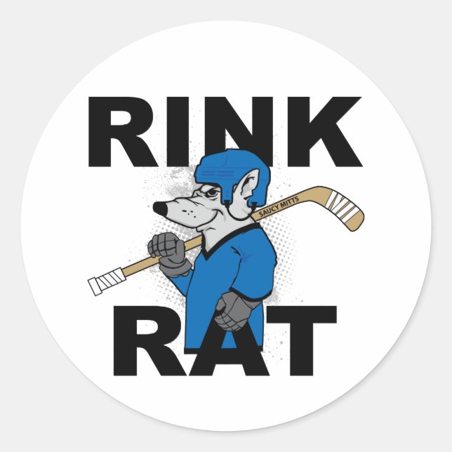 Blue Rink Rat Hockey Classic Round Sticker (Front)