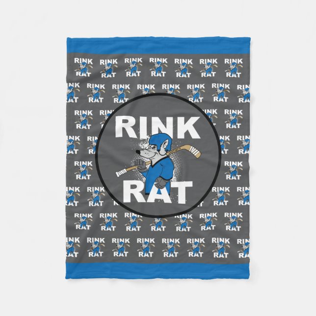 Blue Rink Rat Hockey Fleece Blanket (Front)