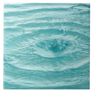 Blue ripples water drops Tile