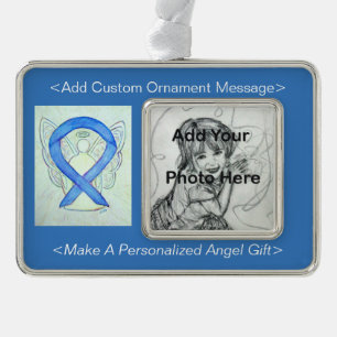 Blue River Awareness Ribbon Angel Ornament