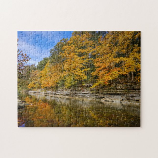 Blue river in the fall jigsaw puzzle (Horizontal)