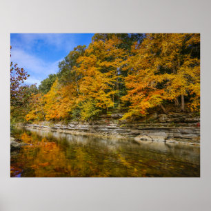 Blue river in the fall poster