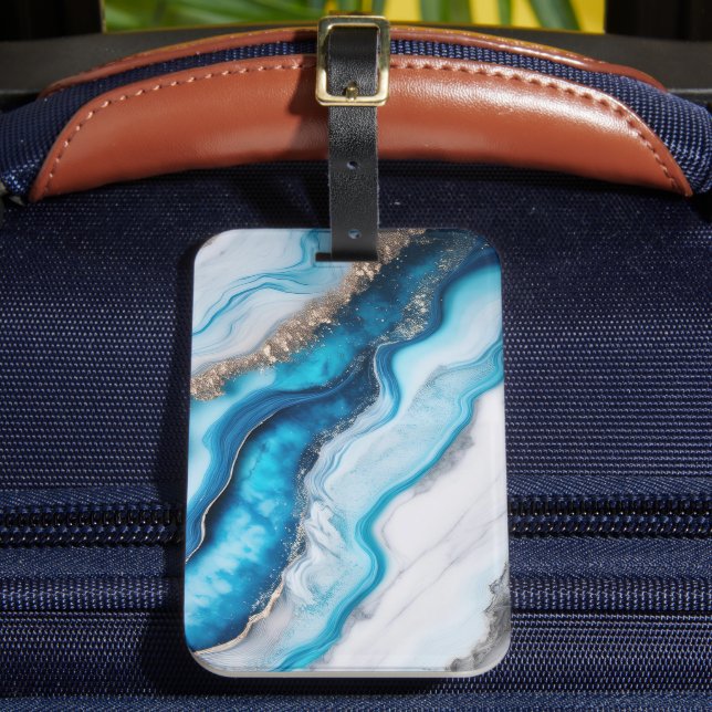 Blue River Marble Luggage Tag (Front Insitu 2)