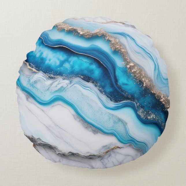 Blue River Marble Round Cushion (Front)
