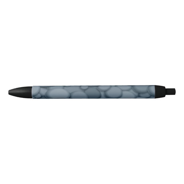 Blue River Rock Pebbles Art Black Ink Pen (Front)