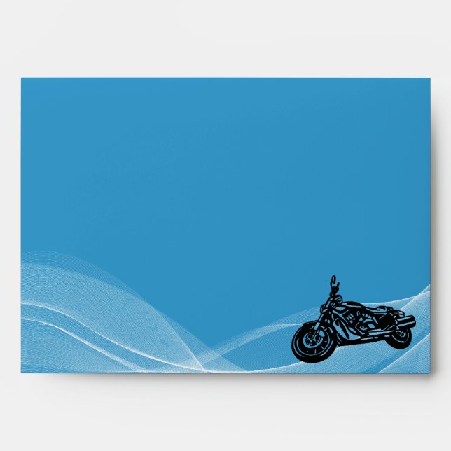 Blue road biker wedding envelope (Front)